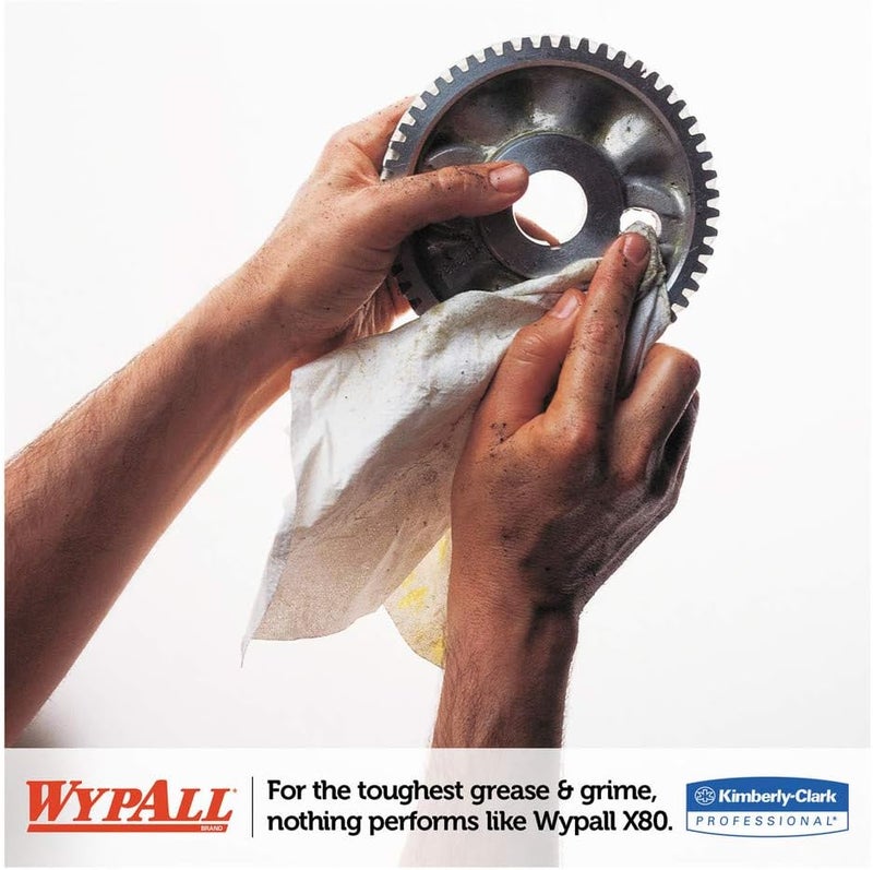 Wypall Kimberly-Clark 41044 X80 Heavy Duty Disposable Cleaning Cloth Wipers - 12.5" x 16.8" - White (Box of 160) - Image 3